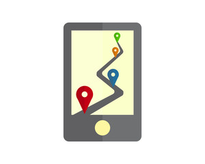 Canvas Print - phone global positioning system icon symbol logo image vector pin locate