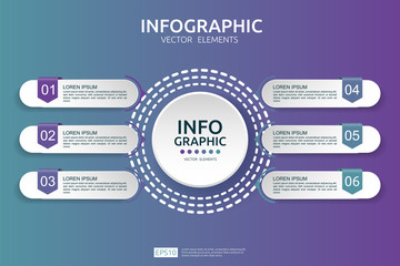 Poster - 6 steps infographic. timeline design template with 3D paper label. Business concept with options. For content, diagram, flowchart, steps, parts, workflow layout, chart.