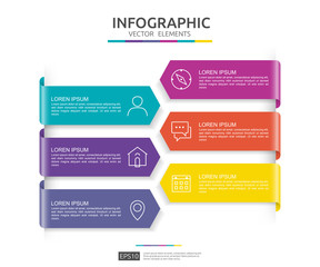 Poster - 6 steps infographic. timeline design template with 3D paper label. Business concept with options. For content, diagram, flowchart, steps, parts, workflow layout, chart.