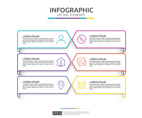 Poster - 6 steps infographic. timeline design template with 3D paper label. Business concept with options. For content, diagram, flowchart, steps, parts, workflow layout, chart.