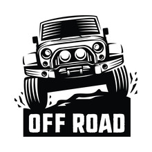 Off Road Suv Car Monochrome Template For Labels, Emblems, Badges Or Logos