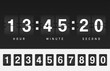 Black flip board countdown timer with white figures in airport style.