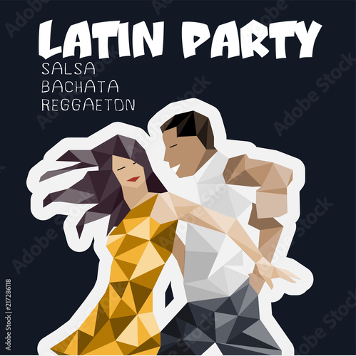 Salsa party illustration with dancing couple Wallpaper Mural