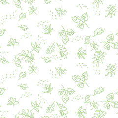 Wall Mural - Simple green leaves seamless pattern.