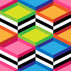 Wall Mural - Abstract vector seamless op art pattern. Colorful pop art, graphic ornament. Optical illusion