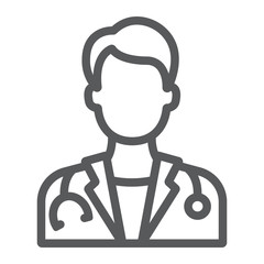 Wall Mural - doctor line icon, medicine and hospital, physician sign, vector graphics, a linear pattern on a whit