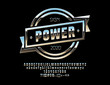 © Popskraft - Vector Silver Metallic Emblem Power. Set of Platinum Alphabet Letters, Numbers and Symbols