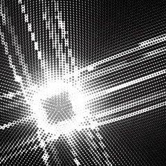 Poster - Abstract black-and-white halftone pattern with circle and cross textured by dots. Graphic vector background