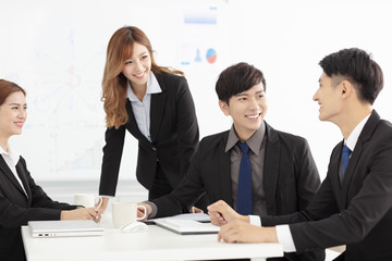 Wall Mural - young business team discussion in office