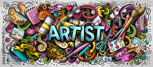 Photographie Cartoon cute doodles Artist word