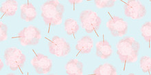 Pink Sweet Cotton Wool On A Stick. Airy Sweets. Sugar Flavor. Cotton Candy, Like A Pink Tree.
