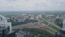 Drone Flight Through King And Queen Buildings With Atlanta In The Distance