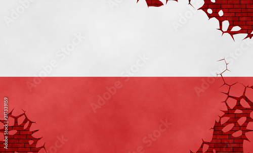 Dekoracja na wymiar  ilustracja-polskiej-flagi-imitacja-obrazu-na-popekanej-scianie