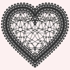 Wall Mural - Heart with lace pattern. Ornate element for design of invitations, cards or decoupage.