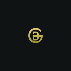 Modern creative elegant GB black and gold color initial based letter icon logo