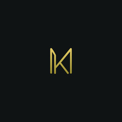 Modern creative elegant MK black and golden color initial based letter icon logo