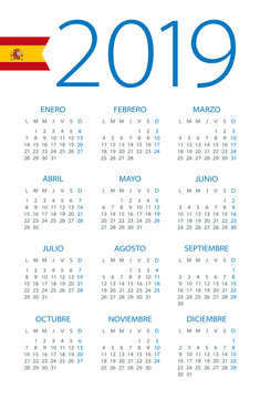 Calendar 2019 - illustration. Spanish version