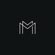 Modern unique elegant MM black and white color initial based letter icon logo