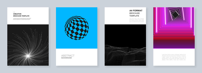 Minimal brochure templates. Templates for flyer, leaflet, brochure, report, presentation, advertising. Technology sci-fi concept, abstract vector design.