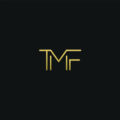 Canvas Print - Modern unique elegant TMF black and golden color initial based letter icon logo