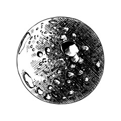 vector engraved style illustration for posters, decoration and print. hand drawn sketch of moon plan