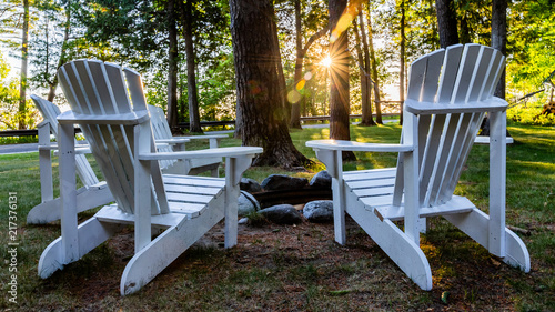 Sunny Chairs Around Fire Pit Buy This Stock Photo And Explore