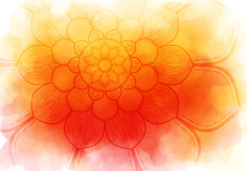 Wall Mural - abstract mandala graphic design and watercolor digital art painting for ancient geometric concept ba