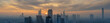 scenic of panorama view urban cityscapw on sunset skyline
