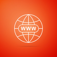 Poster - Go To Web icon isolated on orange background. Www icon. Website pictogram. World wide web symbol. Internet symbol for your web site design, app, UI. Flat design. Vector Illustration