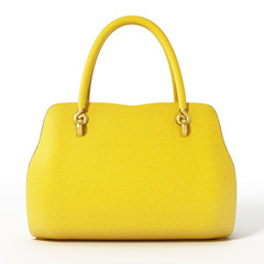 Yellow handbag isolated on white background. 3D illustration