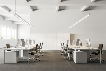 Poster - White tropic view company office, lockers front