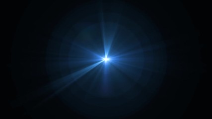 Wall Mural - central blue star shine rotating optical lens flares shiny bokeh seamless loop animation art background - new quality natural lighting lamp rays effect dynamic colorful bright video footage