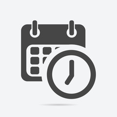 Aufkleber - Calendar and clock icon flat style isolated on background. Calendar icon sign symbol for web site design.