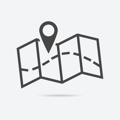 Aufkleber - Map icon flat style isolated on background. Map sign symbol for web site and app design.