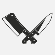 Restaurant Knives Icons. Meat And Kitchen Knives Isolated On A White Background. Vector Illustration 