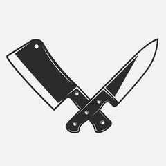 Restaurant knives icons. Meat and Kitchen knives isolated on a white background. Vector illustration 