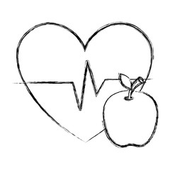 Wall Mural - heart cardio with apple