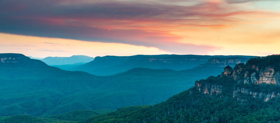 Wall Mural - Evening Panorama of the Blue Mountains Australia