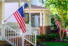 American Flags On Front Porches