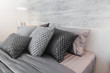 house beautiful design concept with sofe cozy pillow on bed in bedroom