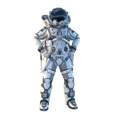 astronaut on white. mixed media