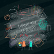 © Alexey - Teacher s day handdrawn poster with the words Thank you teacher.