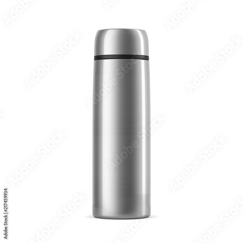 Download Blank Stainless Steel Thermos Mockup Empty Travel Bottle Mock Up Isolated On White Stock Illustration Adobe Stock
