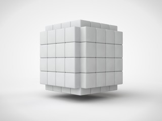 Poster - The image gray geometric cube from the set of grey cubes geometry, correct form, on a white background. abstraction on a white background. 3D rendering