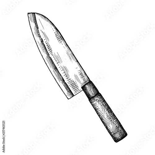 Fotomural big kitchen knife silhouette black vector. isolated object