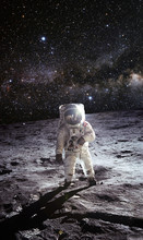 The First Man On The Moon. Cosmonaut. The Photo Taken From NASA