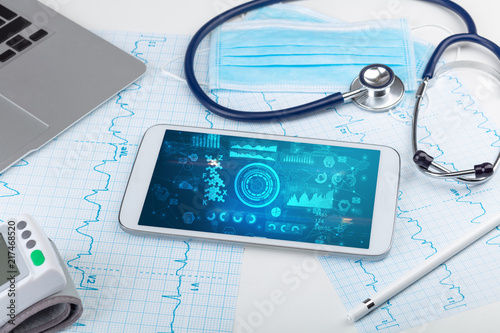 Fotografie, Obraz Report and cell composition concept with modern medical technology