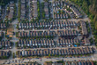 Aerial view of residential neighborhood during a sunny summer day. Taken in Maple Ridge, Greater Vancouver, BC, Canada.