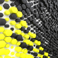 3d Illustration Abstract Yellow Black  Hexagon Background 3d Render