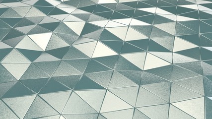 Poster - Futuristic, abstract image of blue polygons metal, cracks in the ice, cracks and bends, reflections and shadows on jagged surfaces. 3D rendering.